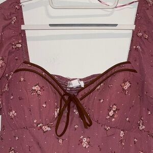 BLU PEPPER MAUVE FLORAL SWEETHEART NECK PADDED BUST SMOCKED BACK MINIDRESS M NWT